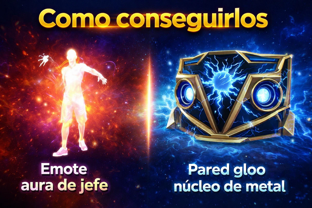 Emote aura de jefe y pared gloo nucleo de metal en Free Fire